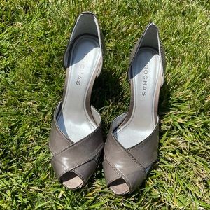 Grey Open Toe Heels